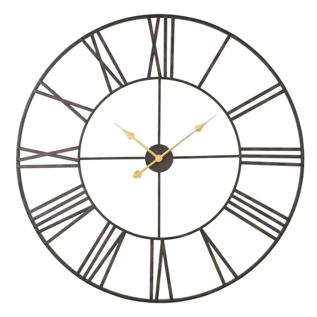 ZenVora Modern Round Metal Wall Clock, Decorative Circular Hanging Clock for Living Room, Bedroom and Office