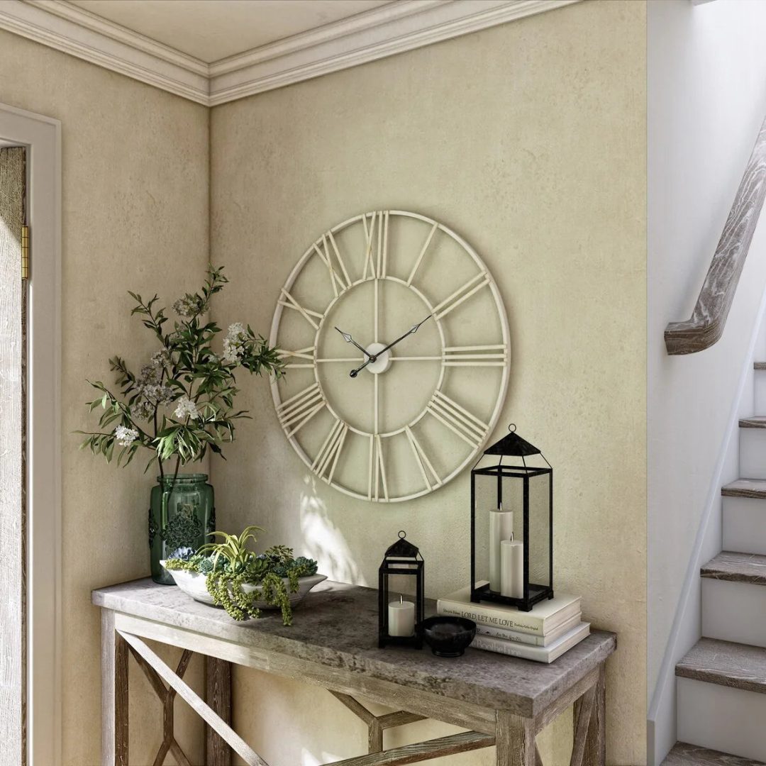 ZenVora Modern Round Metal Wall Clock, Decorative Circular Hanging Clock for Living Room, Bedroom and Office