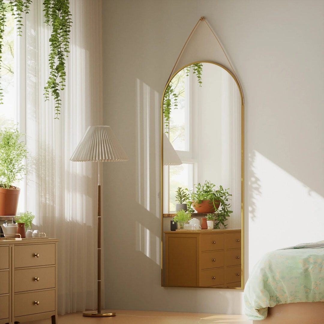 ZenVora 48 x 16 Inch Full Length Wall Mirror with Leather Strap, Hanging Full Body Mirror for Bedroom, Entryway and Home Decor