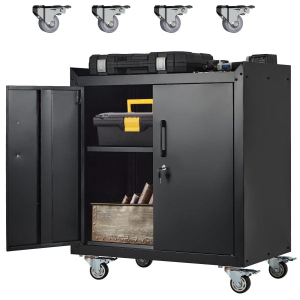 ZenVora Rolling Garage Storage Cabinet with Wheels - Metal Lockable Tool Cabinet with Adjustable Shelves