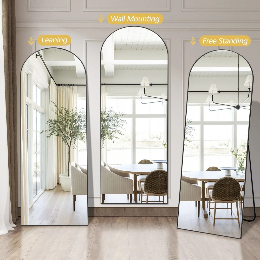 ZenVora 64x21 Full Length Floor Mirror, Large Full Body Aluminum Alloy Frame Standing Mirror with Stand and Wall Mount Option