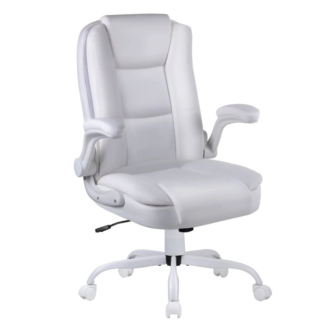 ZenVora Big and Tall Ergonomic Office Chair, High Back Leather Executive Computer Chair with Padded Flip-Up Arms