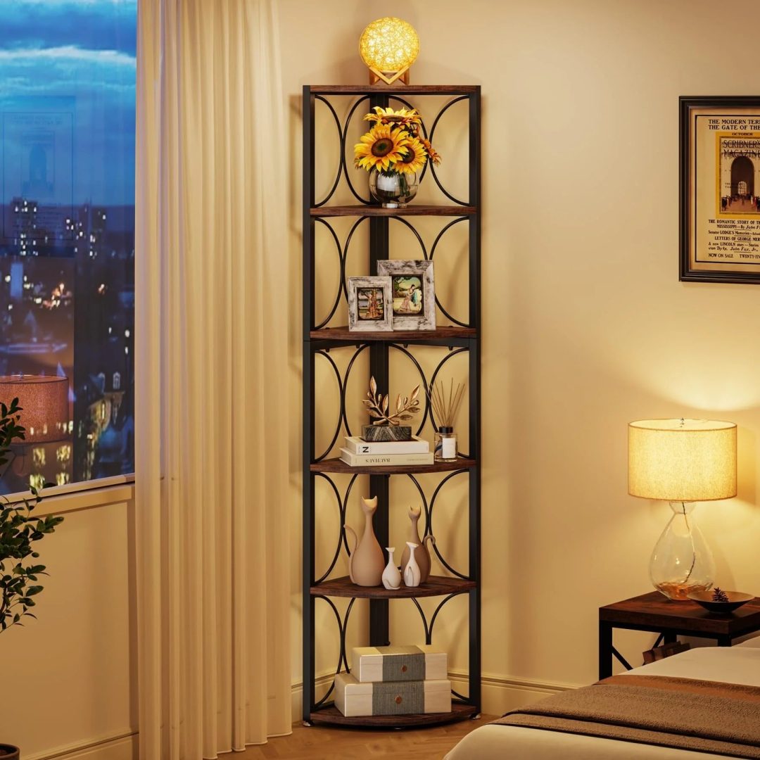 ZenVora 67 Inch Tall Corner Shelf, Freestanding Corner Bookshelf and Storage Shelving Unit