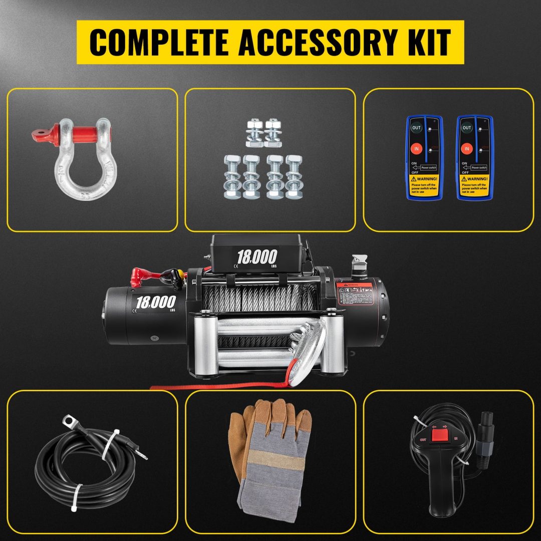 ZenVora 18,000 LBS Electric Winch, 12V Steel Cable Winch, Off-Road Towing Winch for ATV, UTV, Truck and Trailer