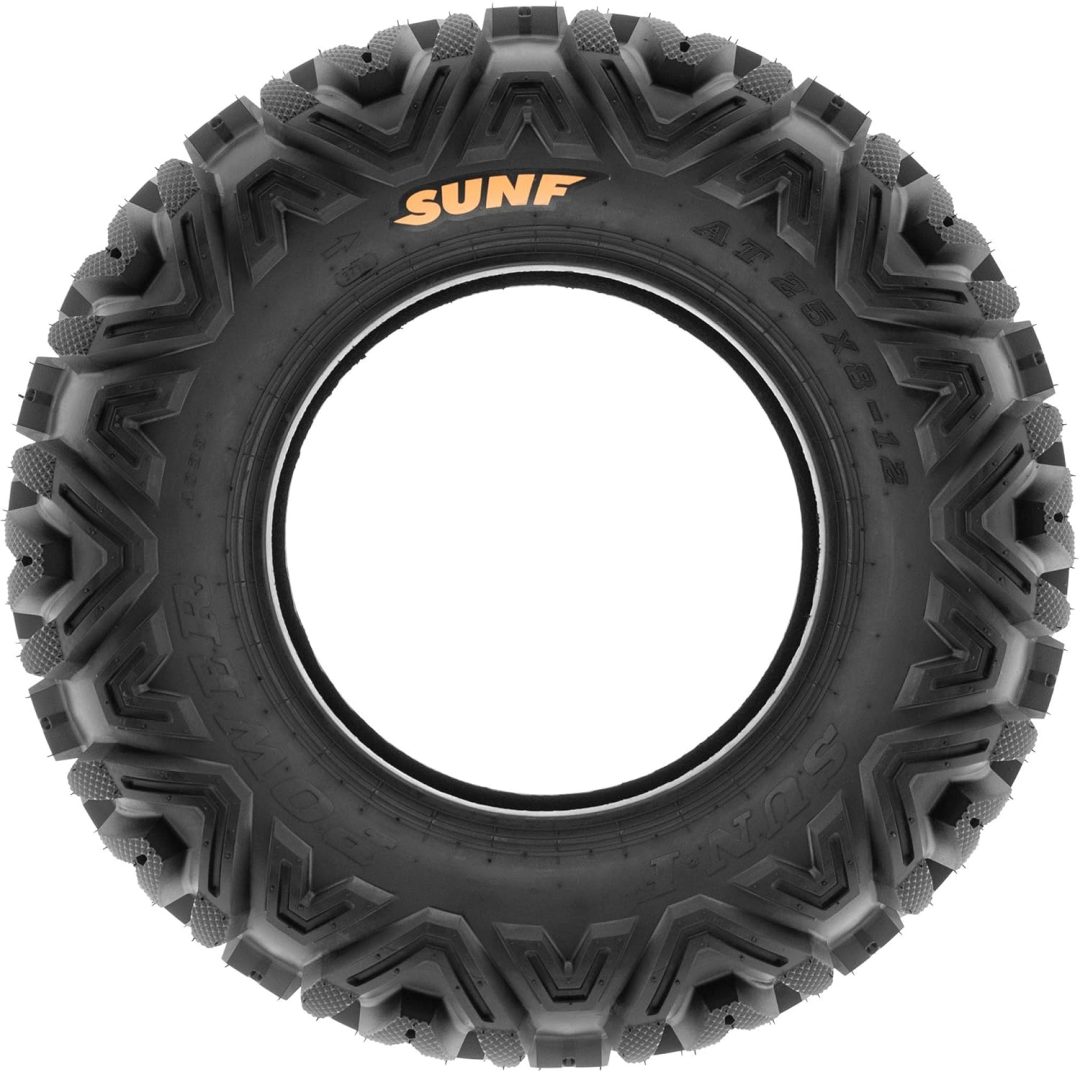ATV UTV All-Terrain Tires Set of 4, 25X8-12 Front & 25X10-12 Rear Off-Road Replacement Tires