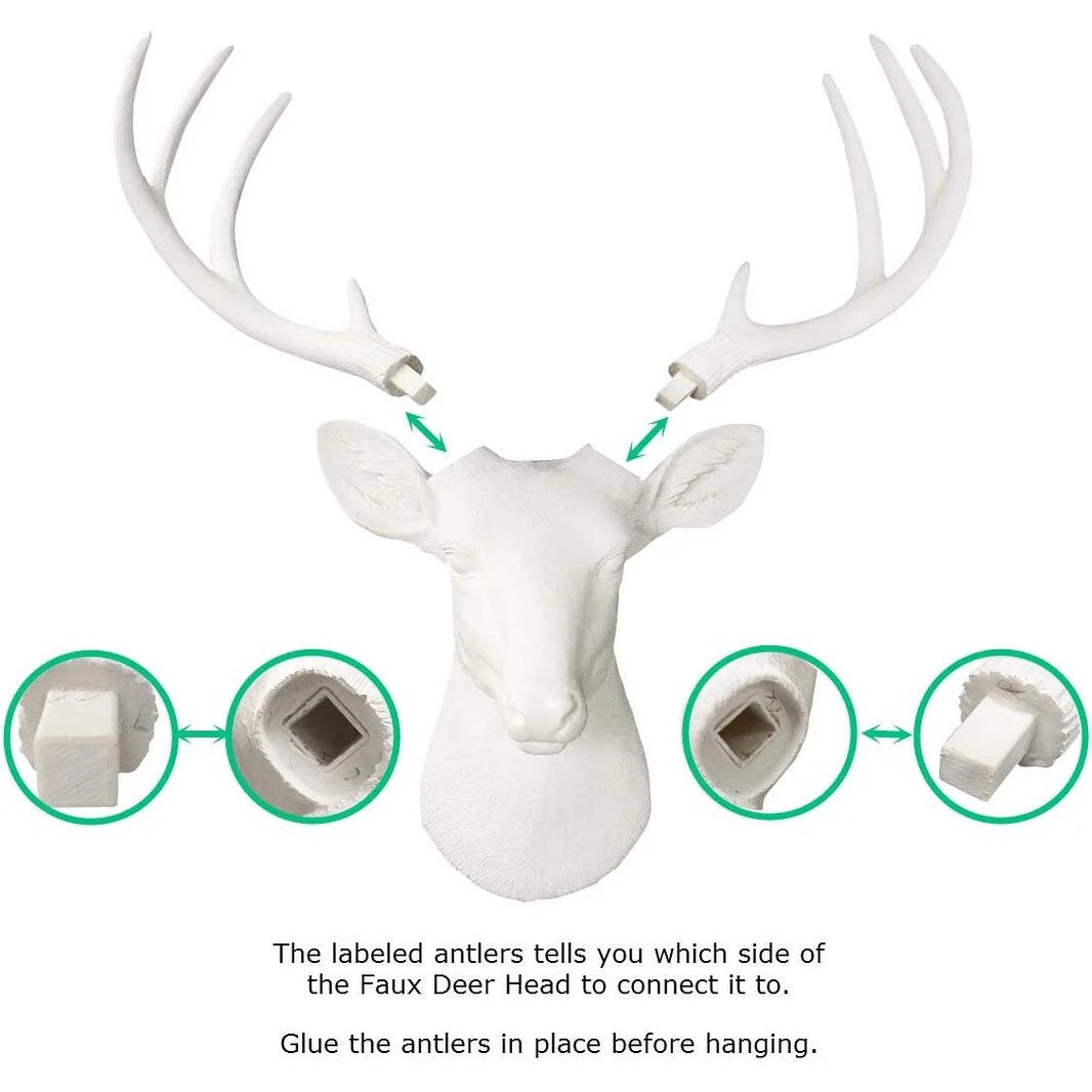 ZenVora White Deer Head Wall Decor, Modern Decorative Animal Head Sculpture for Living Room, Bedroom and Home Decoration