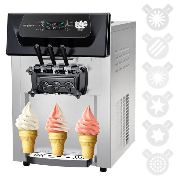 ZenVora 2200W 3-Flavor Soft Serve Ice Cream Machine, 5.3–7.4 Gal/Hr, LCD Touch Screen, Automatic Cleaning