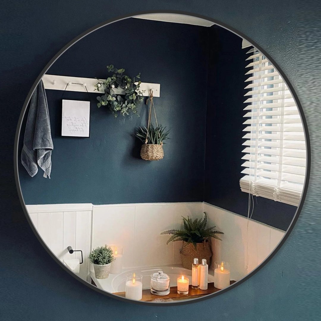 ZenVora Modern Round Bathroom Vanity Mirror, Wall Mounted Circular Mirror for Bathroom, Bedroom and Home Decor