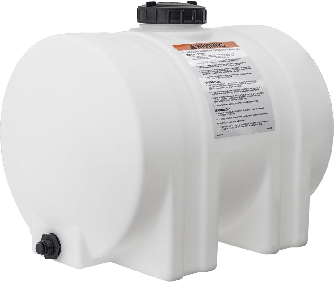 ZenVora 550-Gallon Horizontal Polyethylene Water Tank with Legs for Water and Non-Flammable Liquids
