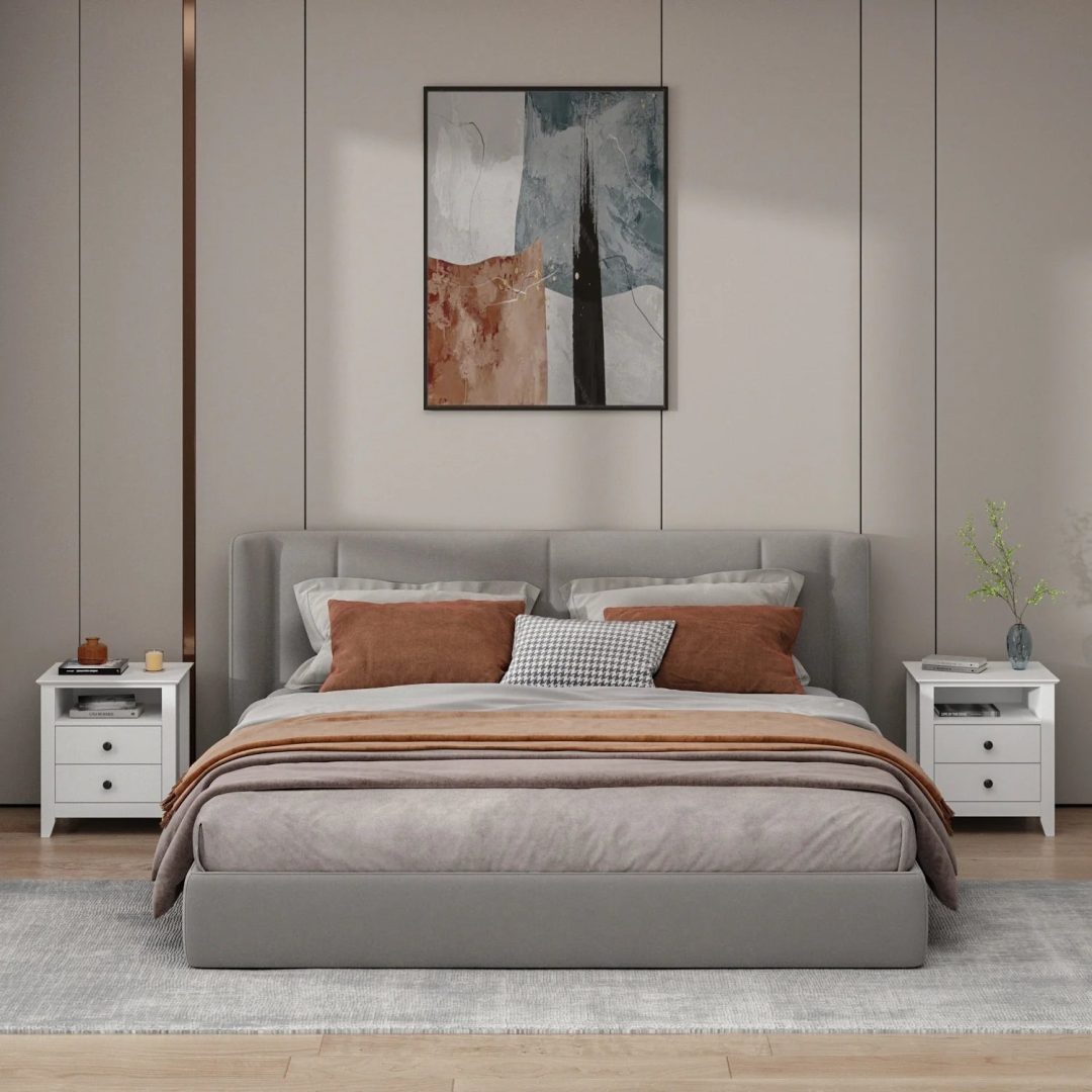 ZenVora 21.7 Inch Tall White Nightstand, 2 Drawers and 1 Open Shelf Bedside End Table