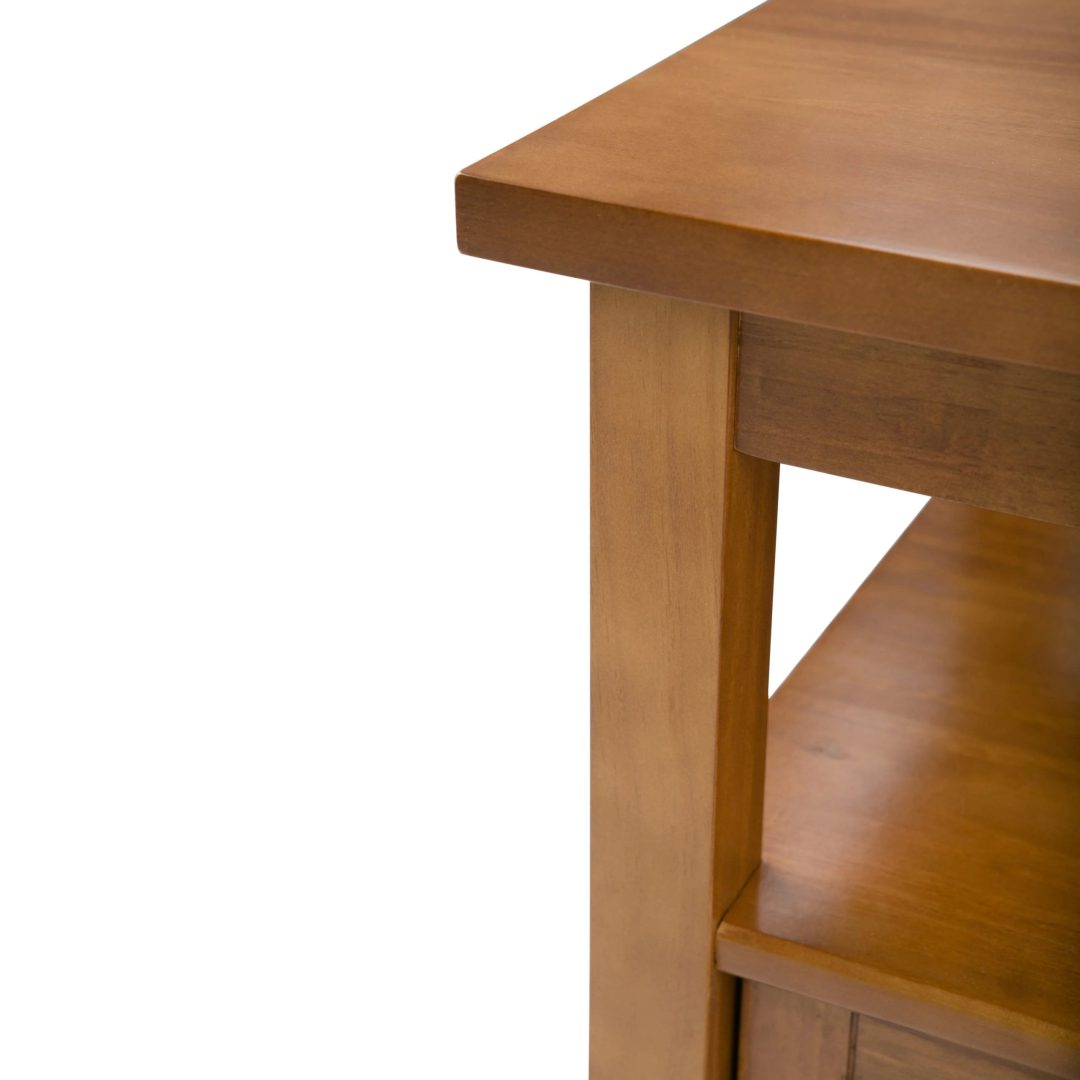 ZenVora 20 Inch Wide Solid Wood Rectangle End Table, Transitional Side Table
