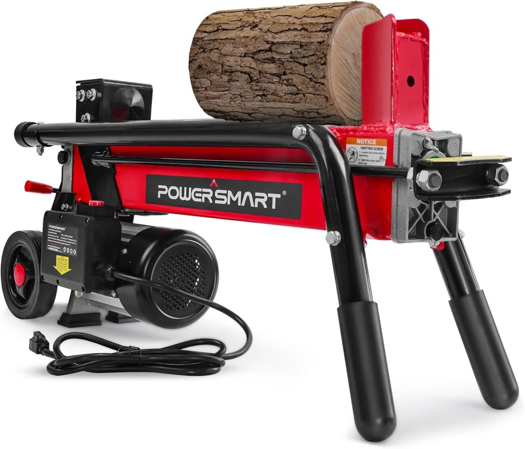 ZenVora 7-Ton Electric Log Splitter, 15 Amp, 3500 Motor Speed, Horizontal Full Beam Design with Steel Wedge