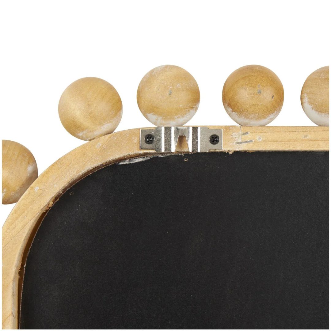 ZenVora Brown Wood Wall Mirror with Beaded Frame, Rustic Decorative Mirror for Home
