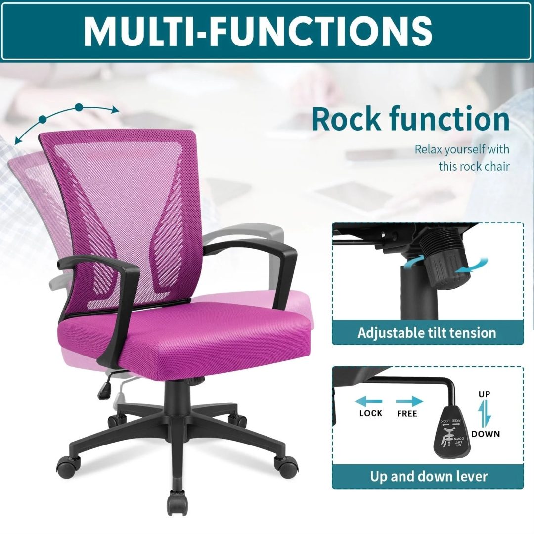 ZenVora Ergonomic Mesh Office Chair with Lumbar Support, Breathable Computer Desk Chair