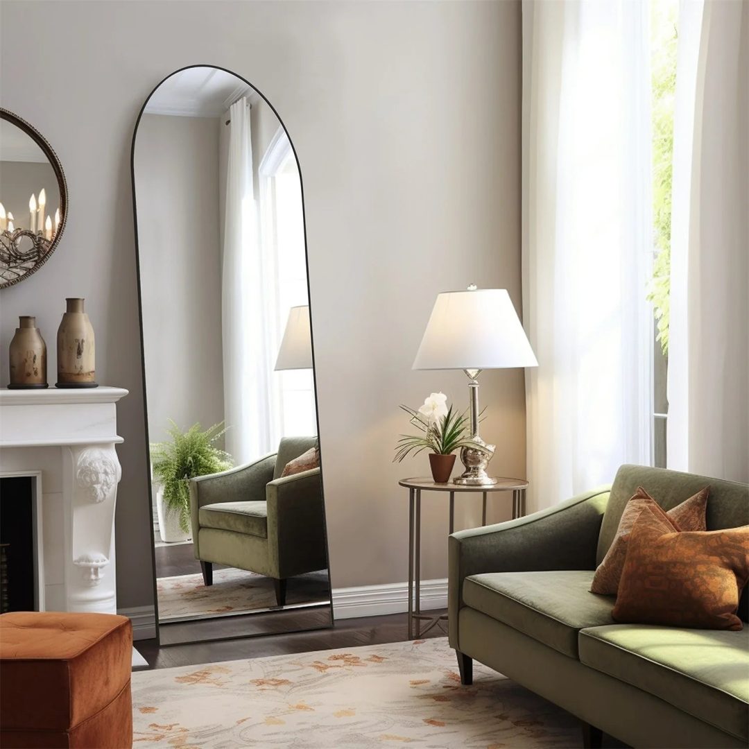 ZenVora Full Length Mirror with Stand, Aluminum Alloy Frame Full Body Floor Mirror for Bedroom and Cloakroom