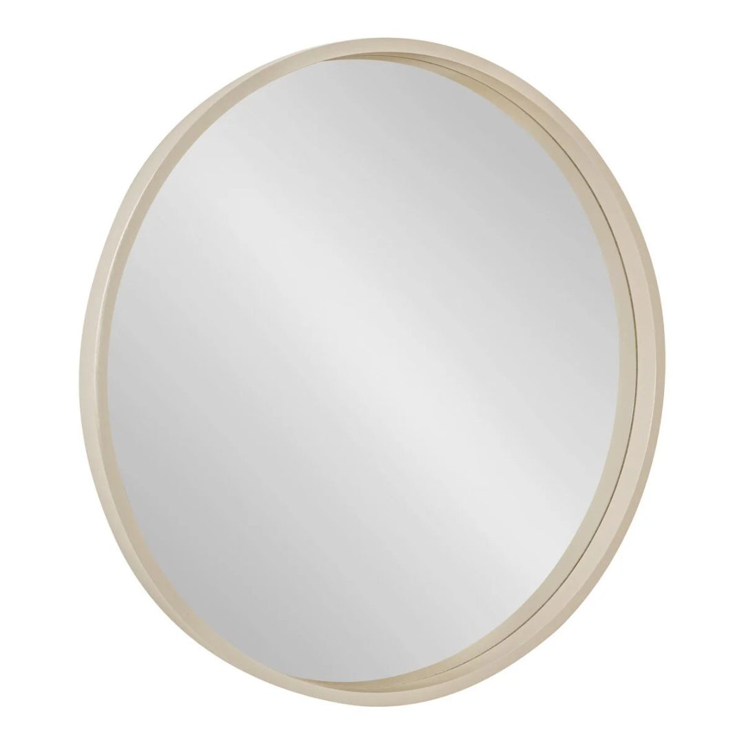 ZenVora Round Wood Accent Wall Mirror, Modern Decorative Wooden Frame Mirror for Living Room, Bedroom and Entryway