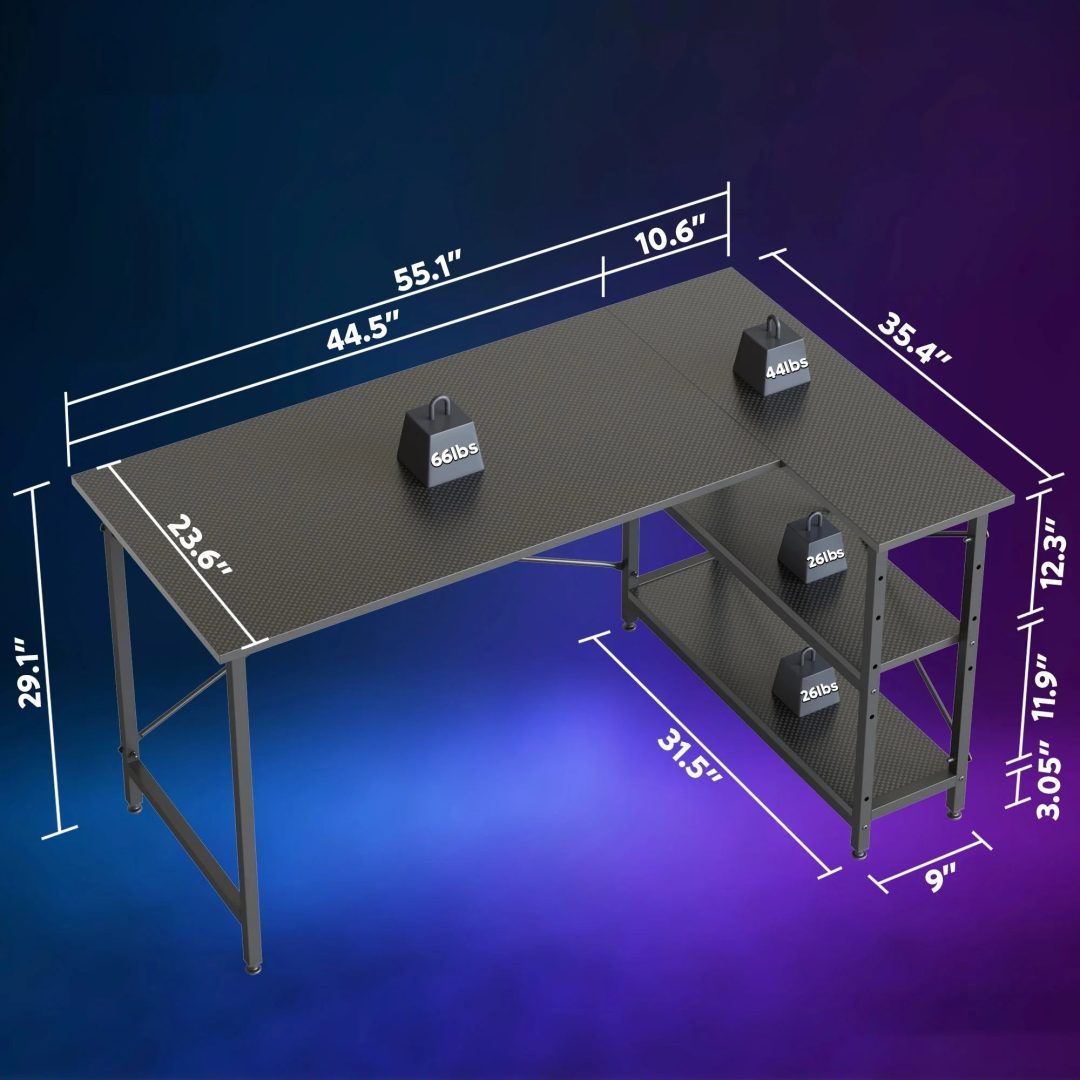 ZenVora Small L Shaped Computer Desk with Storage Shelves, Compact Corner Workstation for Home Office and Study