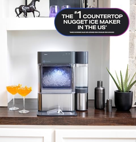 ZenVora Countertop Nugget Ice Maker with 1-Gallon Water Tank, Makes 38 lbs of Pellet Ice in 24 Hours, WiFi Smart Connectivity, Includes Ice Scoop, Stainless Steel