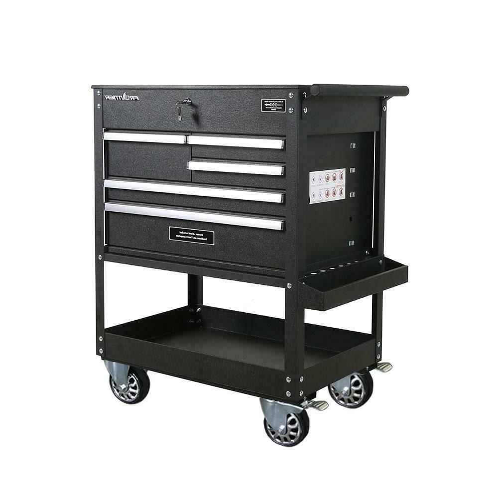 ZenVora 5 Drawer Rolling Tool Cabinet - Mobile Steel Tool Storage Chest with Locking System