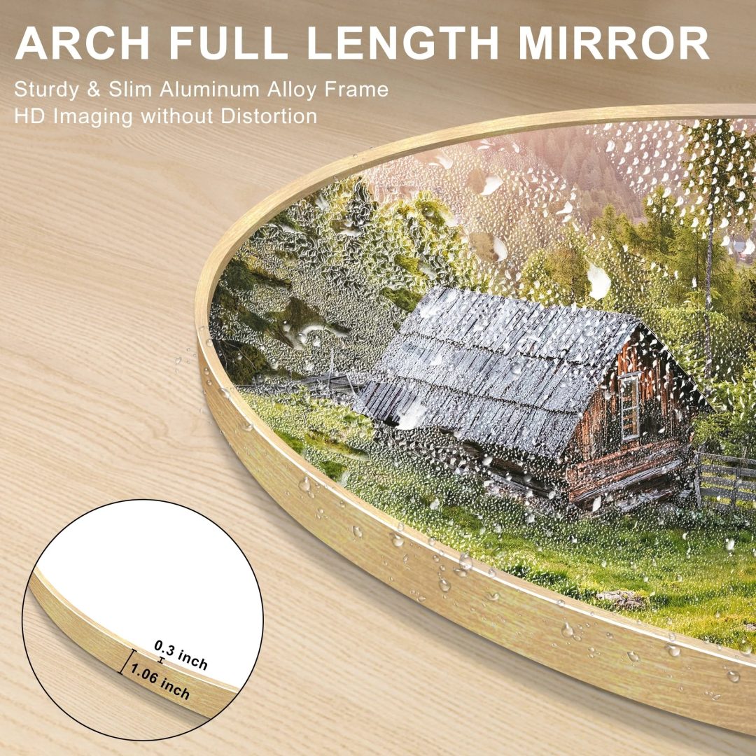 ZenVora Modern Arched Full Length Floor Mirror, Aluminum Alloy Frame Standing Full Body Mirror
