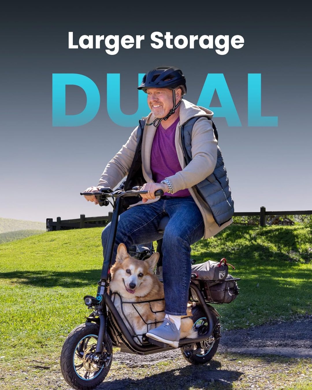 ZenVora Adults Electric Scooter with Large Middle Basket