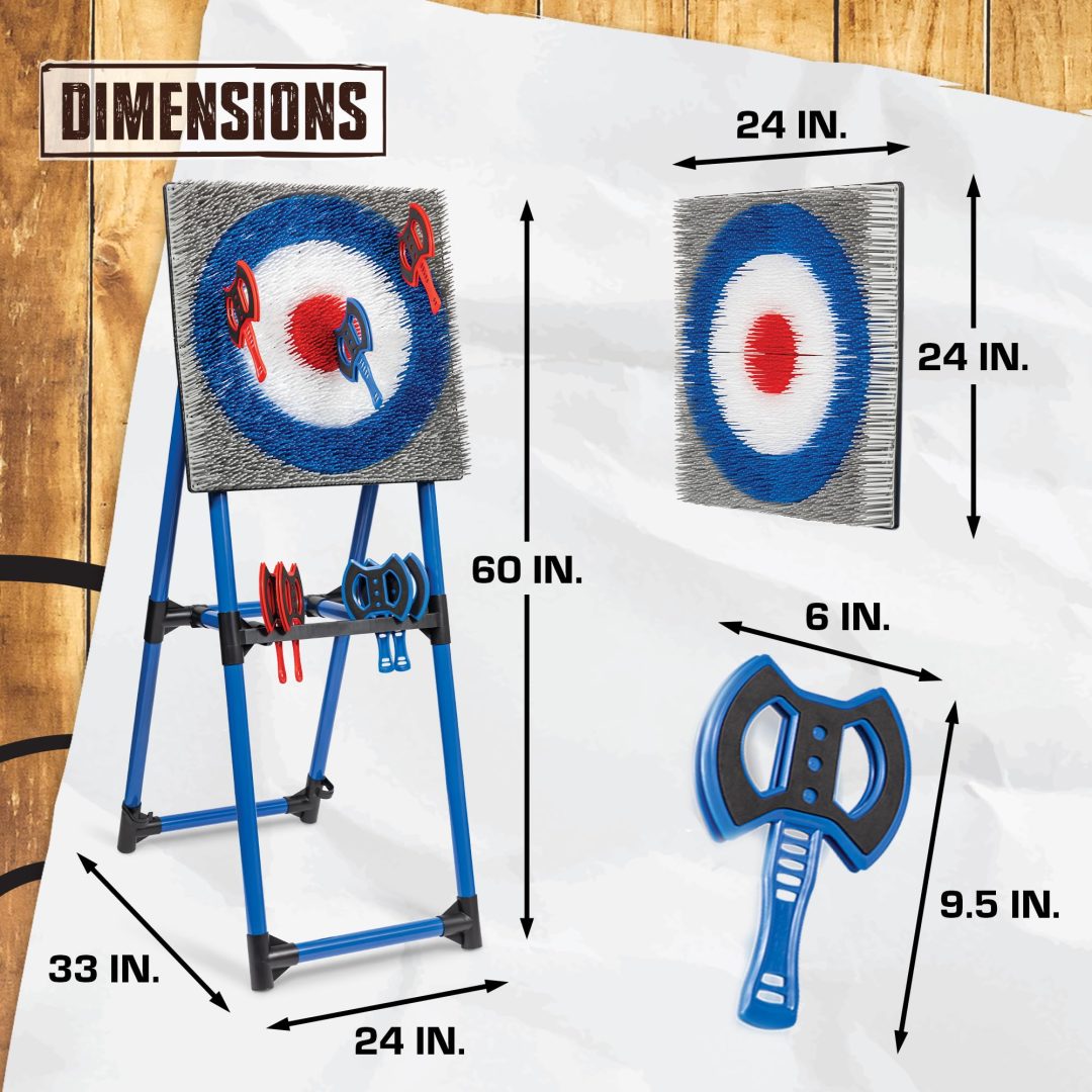 ZenVora Deluxe Steel Frame Axe Throw Target Game Set – 8 Foam Axes, Indoor/Outdoor Use