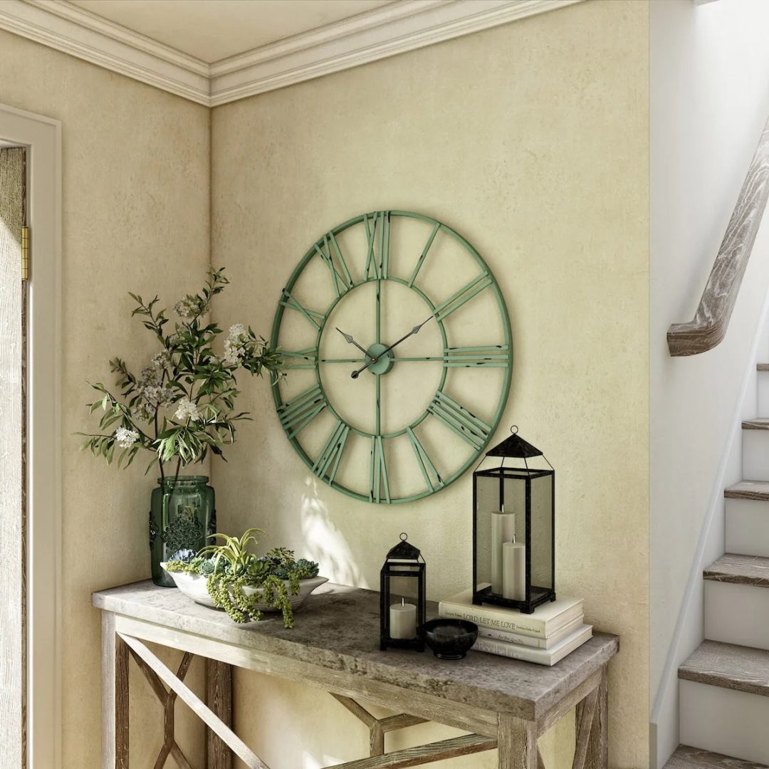 ZenVora Modern Round Metal Wall Clock, Decorative Circular Hanging Clock for Living Room, Bedroom and Office