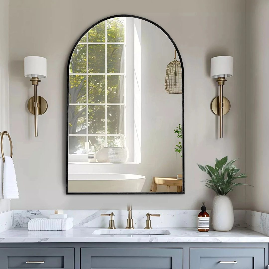 ZenVora Modern Arch Aluminum Bathroom Wall Mirror, Wall Mounted Vanity Mirror for Bathroom, Bedroom and Home Decor