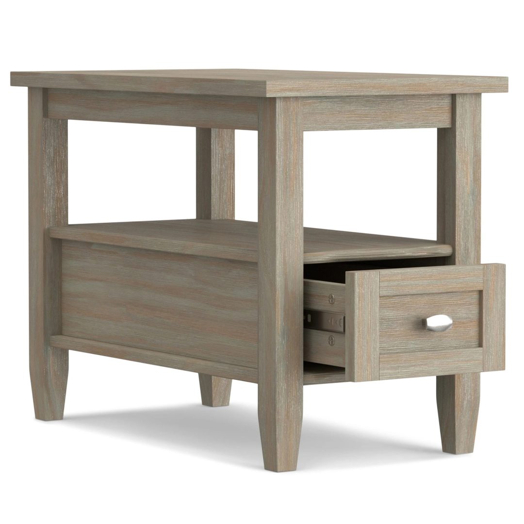 ZenVora 14" Wide Solid Wood Narrow Side Table, Rectangle Transitional Style Accent Table