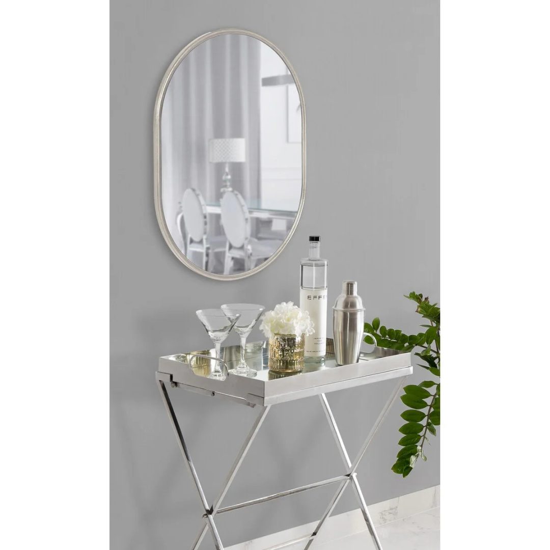 Modern Capsule Framed Wall Mirror, Decorative Oval Accent Mirror for Living Room, Bedroom and Entryway