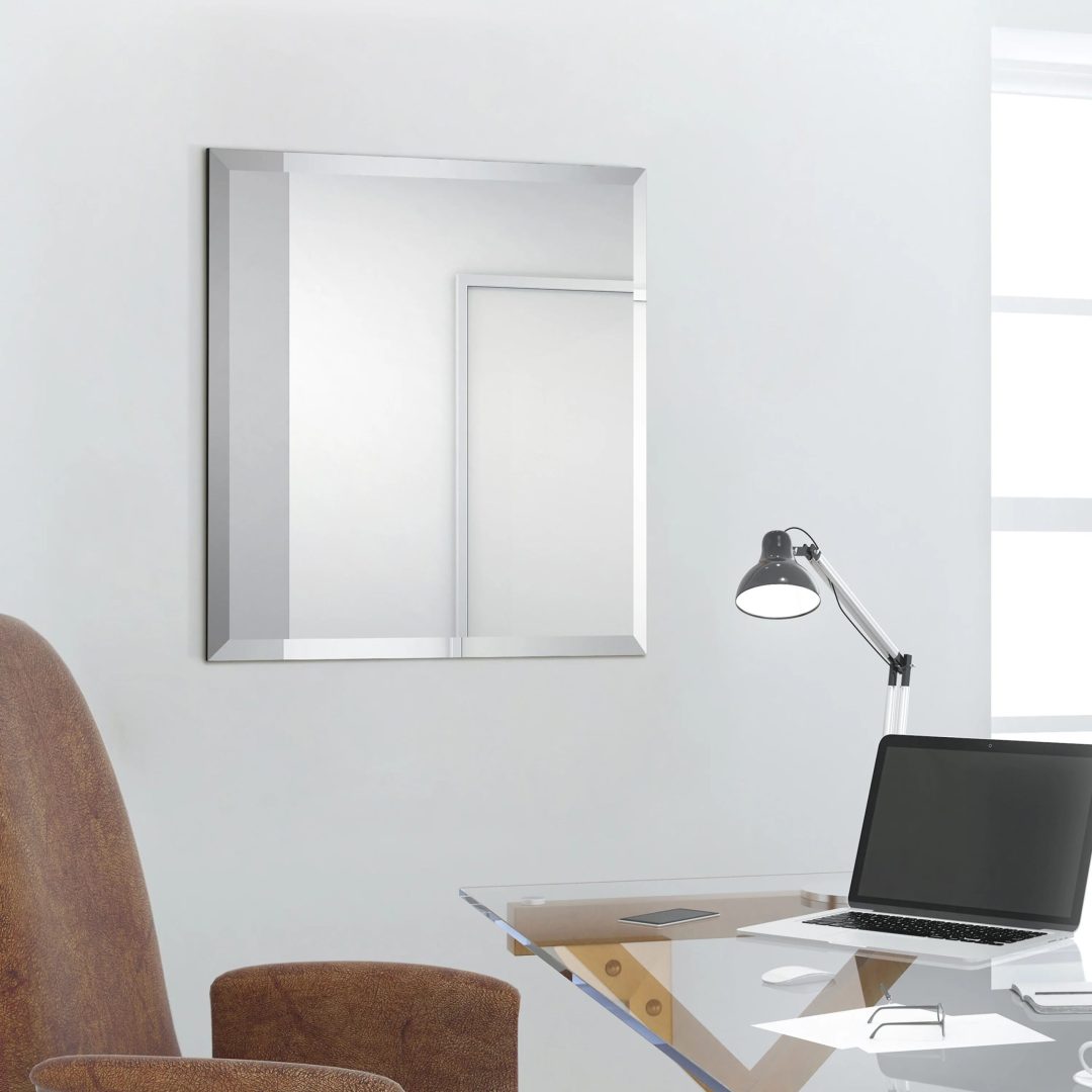 ZenVora Frameless Beveled Prism Wall Mirror, Clear Square or Rectangular Decorative Mirror for Bathroom, Bedroom and Home Decor