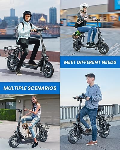 ZenVora 450W Electric Scooter with Seat, 22-Mile Range