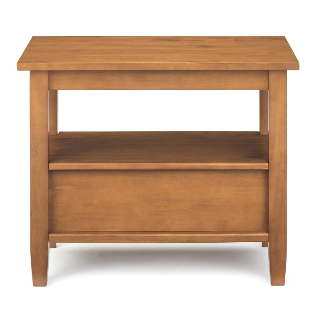 ZenVora 14" Wide Solid Wood Narrow Side Table, Rectangle Transitional Style Accent Table