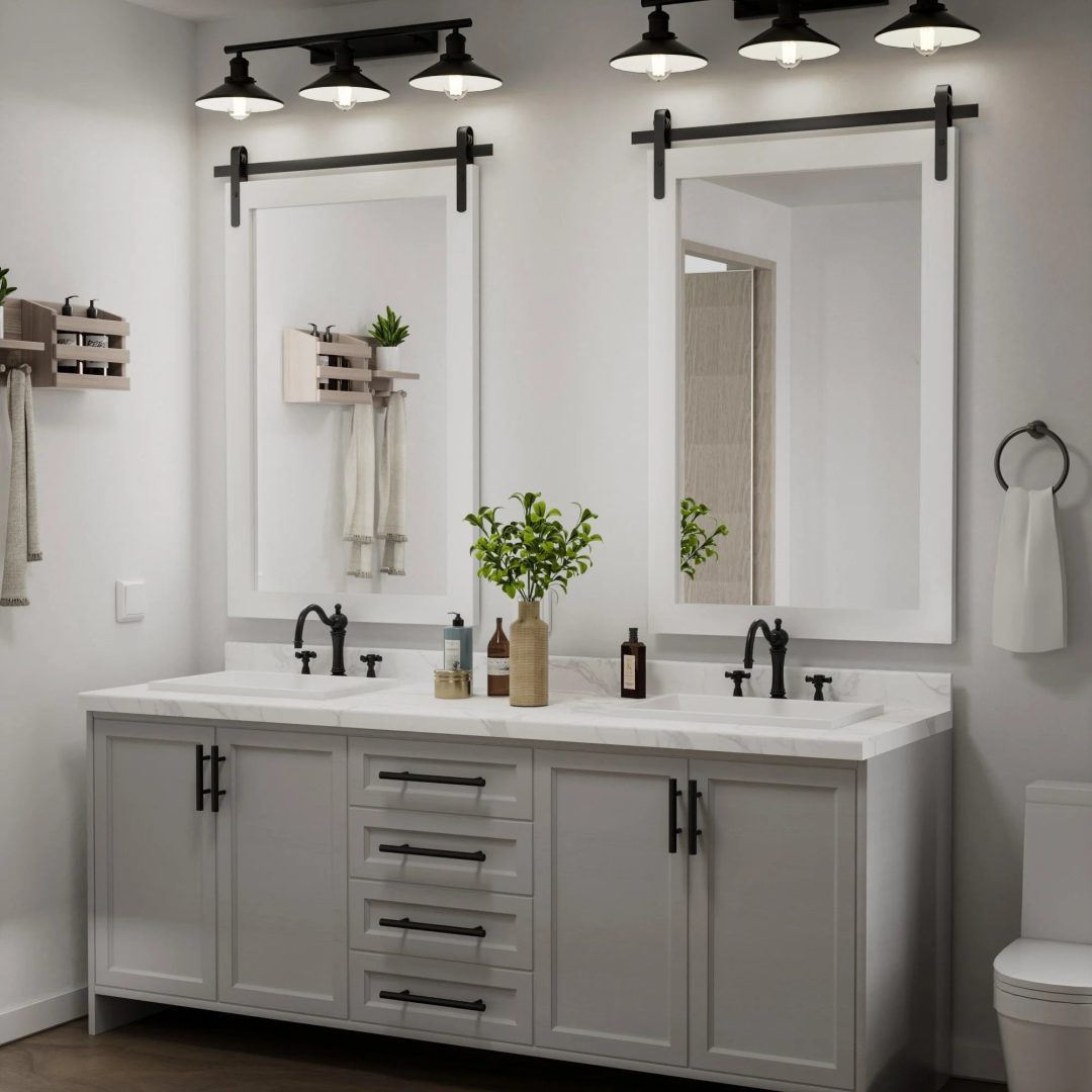 ZenVora Modern Rectangular Wall Mirror with Wood Frame, Bathroom and Barn Door Mirror, Multiple Sizes