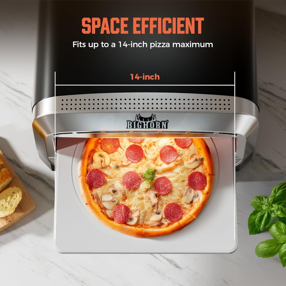 ZenVora 14-Inch Countertop Electric Pizza Oven, Stainless Steel