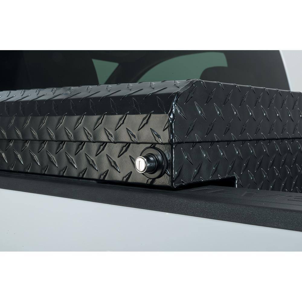 ZenVora Aluminum Low Profile Saddle Truck Tool Box with Lock, Weather Seal & Sliding Tray for Toyota Tacoma