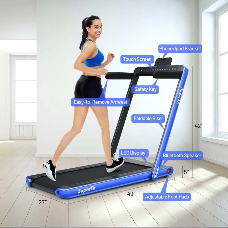 ZenVora 2-in-1 Folding Electric Treadmill, 2.25 HP, Under-Desk, with Dual Display and Smart App Control