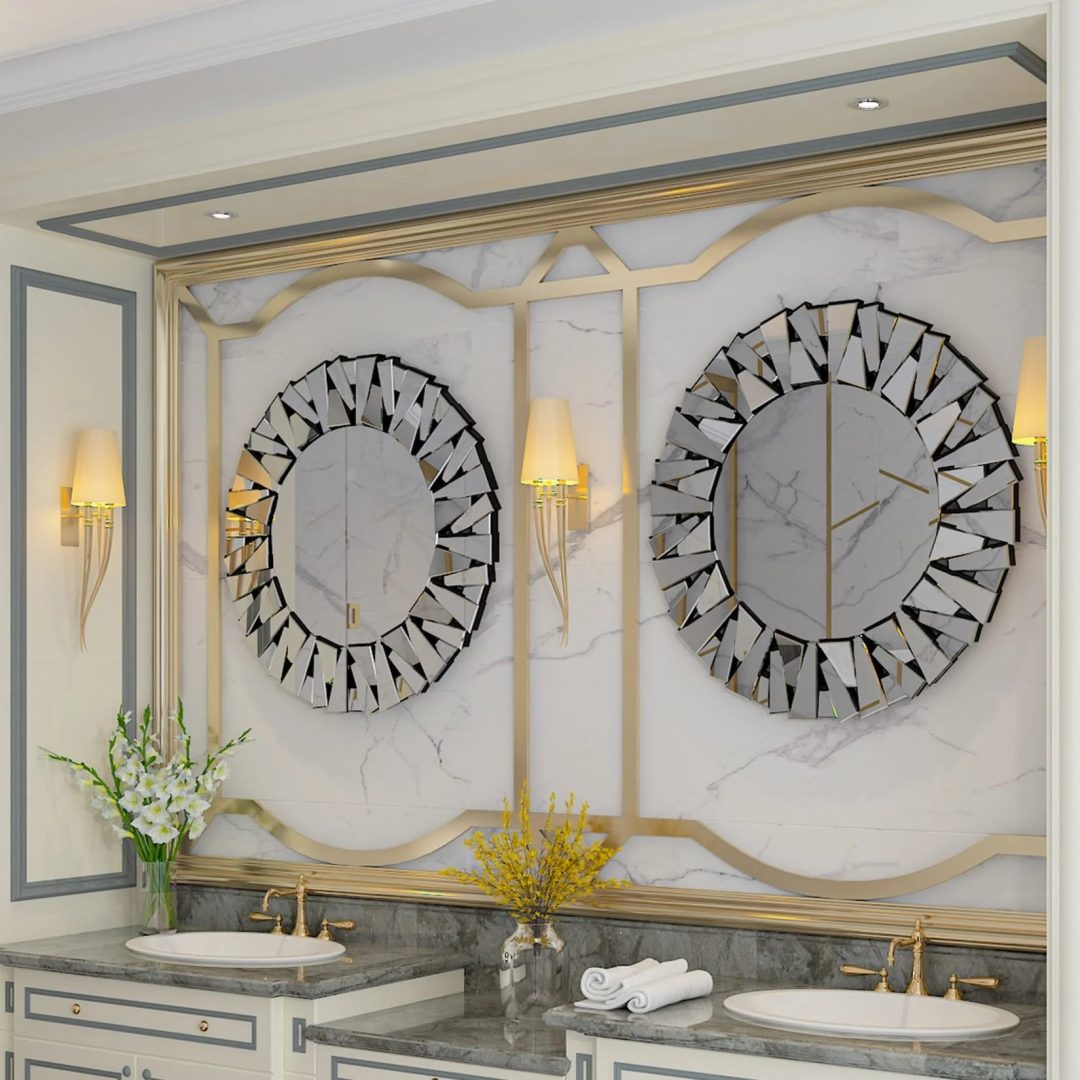 ZenVora 32 Inch Round Decorative Wall Mirror, Glass Accent Mirror for Home Decor