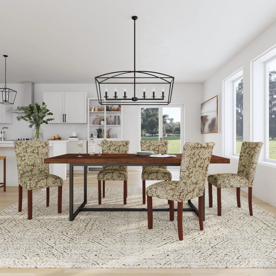 ZenVora Set of 2 Upholstered Medallion Dining Chairs, Comfortable Parsons Style Chairs for Kitchen and Dining Room