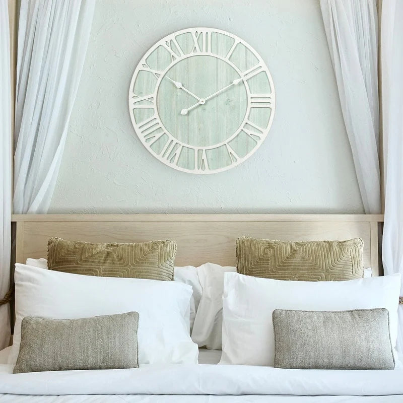 ZenVora Green Blue Quartz Coastal Wall Clock, Decorative Nautical Wall Clock for Living Room, Bedroom and Home Decor
