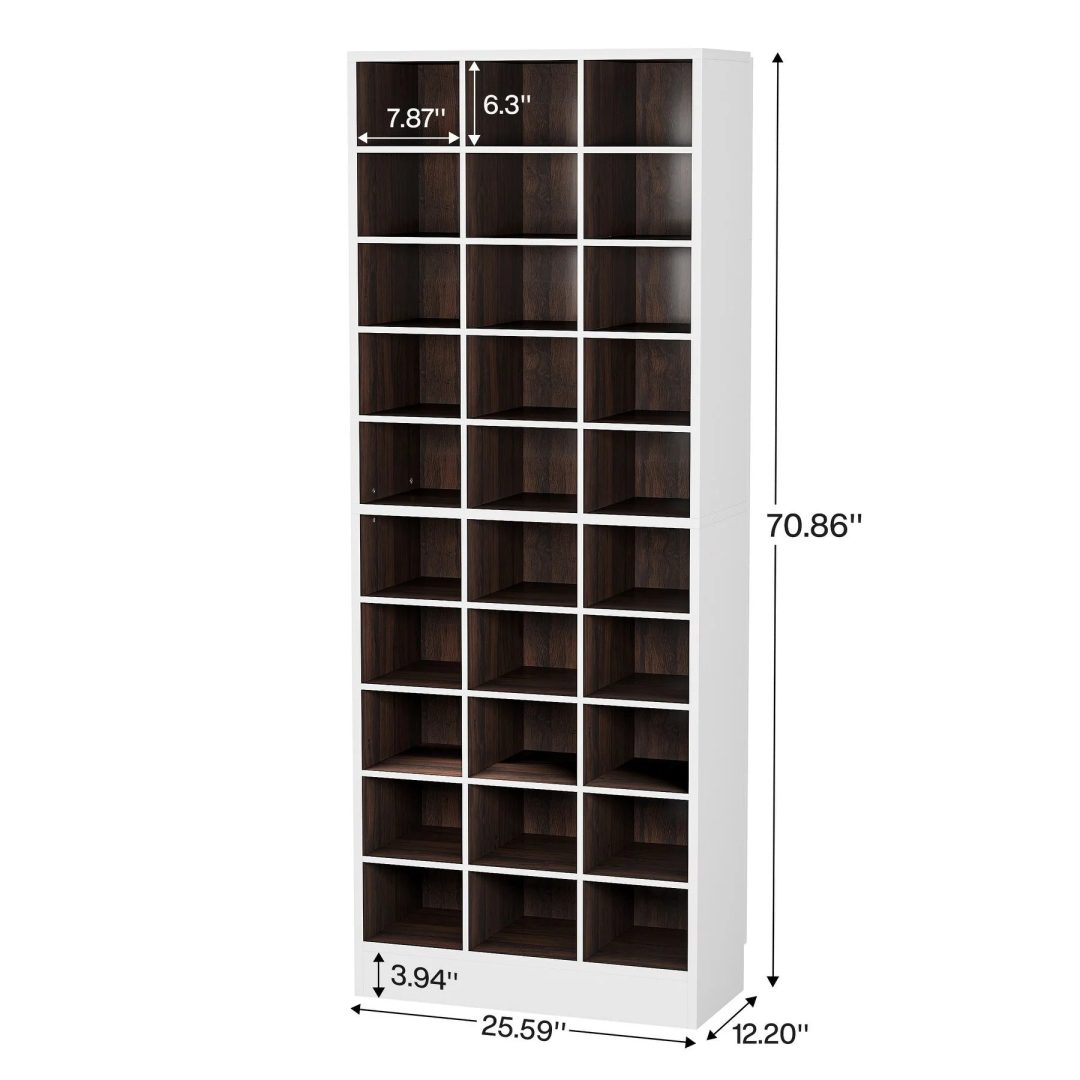 ZenVora 10-Tier Tall Shoe Cabinet, 30-Pair White Wood Shoe Storage Rack for Entryway and Closet