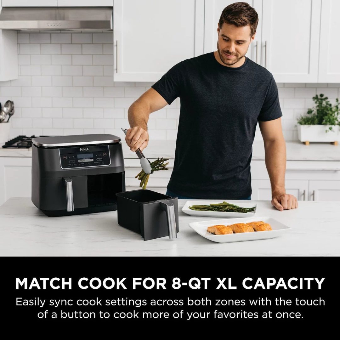 8-Qt 2-Basket Air Fryer – 6-in-1 with DualZone Technology and Smart Finish