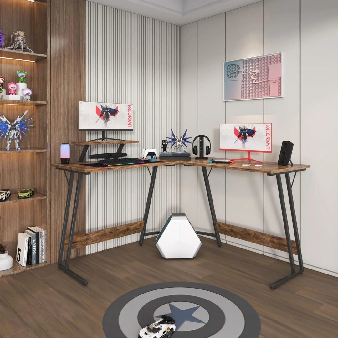 ZenVora L Shaped Gaming Desk, Corner Computer PC Workstation for Gaming, Home Office and Study