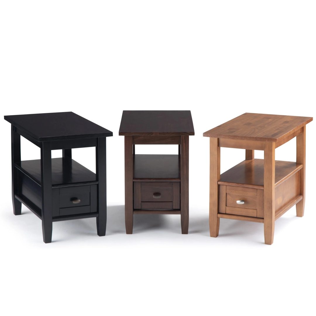 ZenVora 14" Wide Solid Wood Narrow Side Table, Rectangle Transitional Style Accent Table