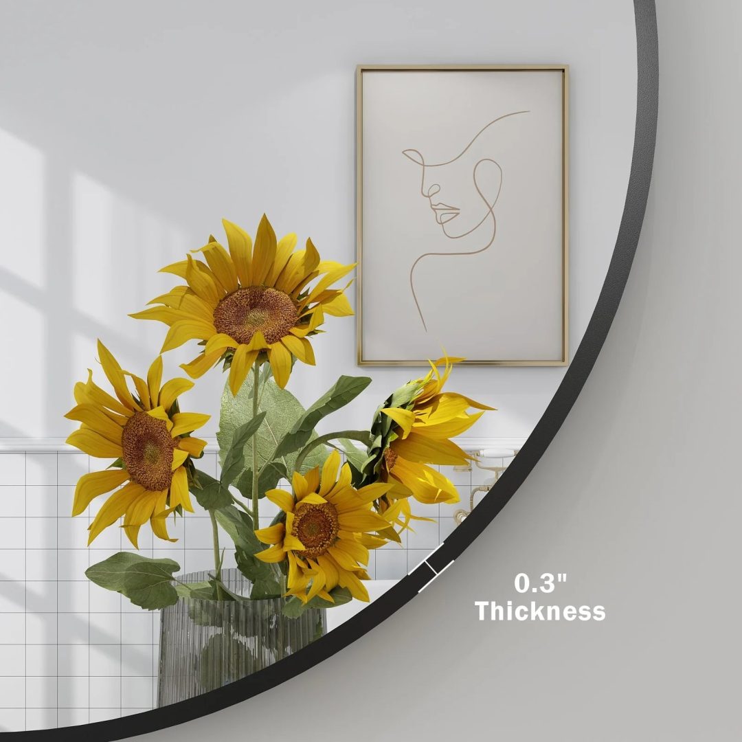 ZenVora Round Metal Black Frame Bathroom Vanity Mirror, Wall Mounted Decorative Mirror
