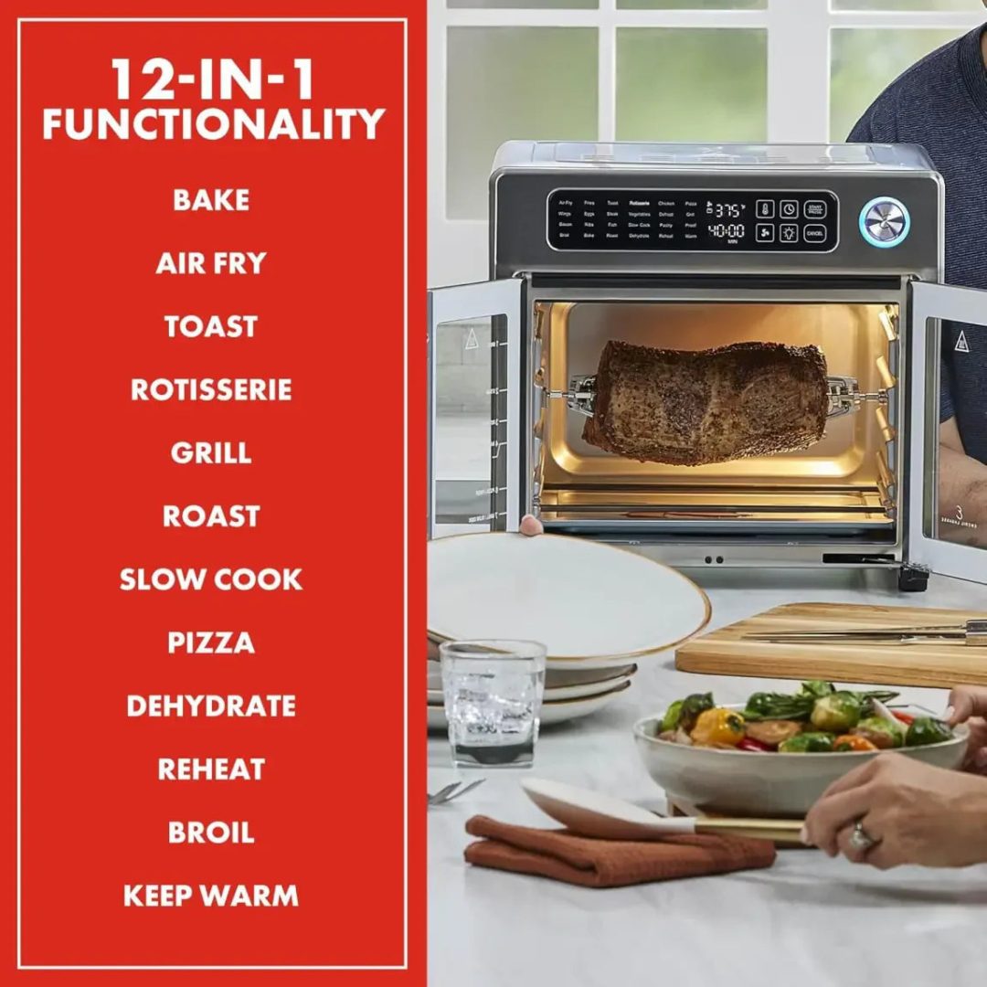 ZenVora 26-Qt. Extra-Large Air Fryer Convection Toaster Oven with French Doors, Stainless Steel