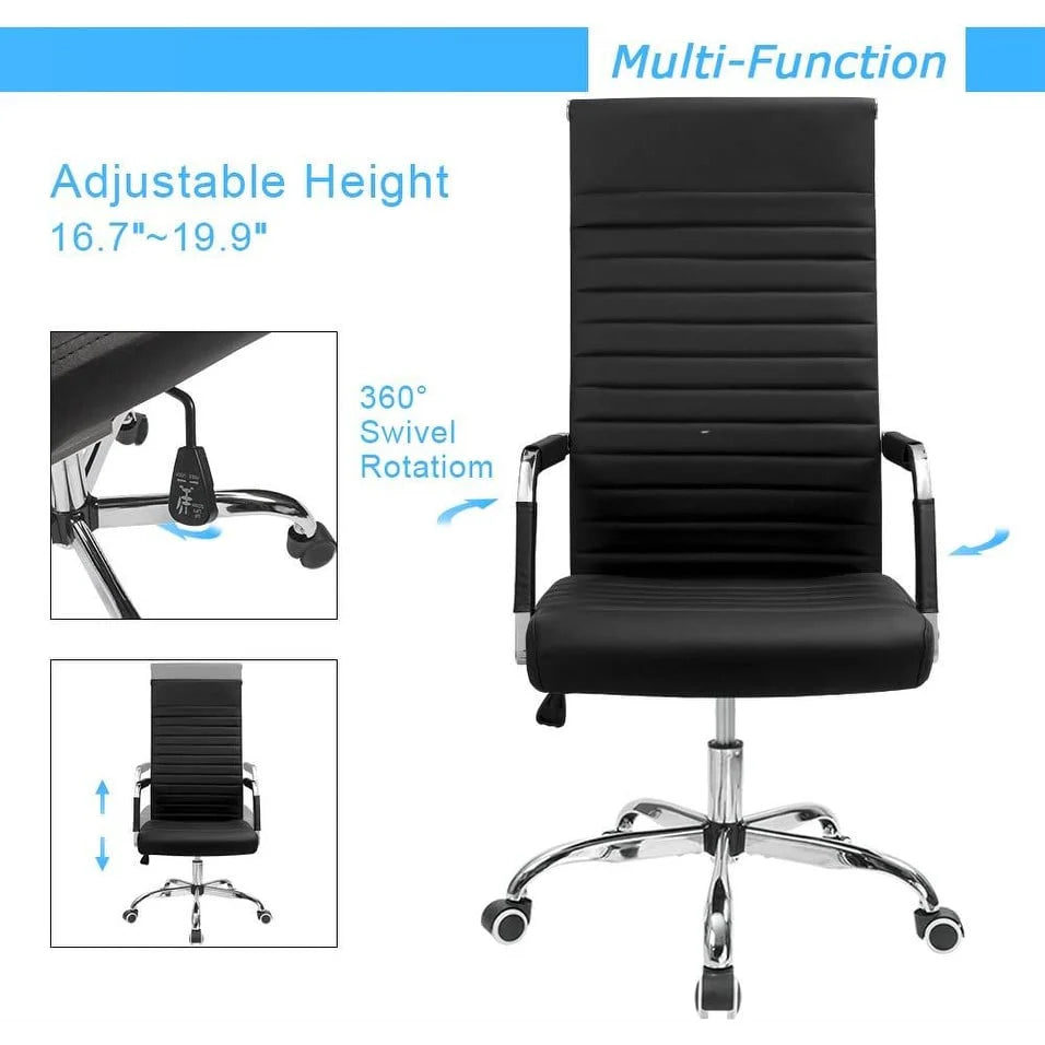 ZenVora Ribbed High Back Office Chair, Ergonomic Conference Desk Chair for Home Office, Meeting Room and Workspace
