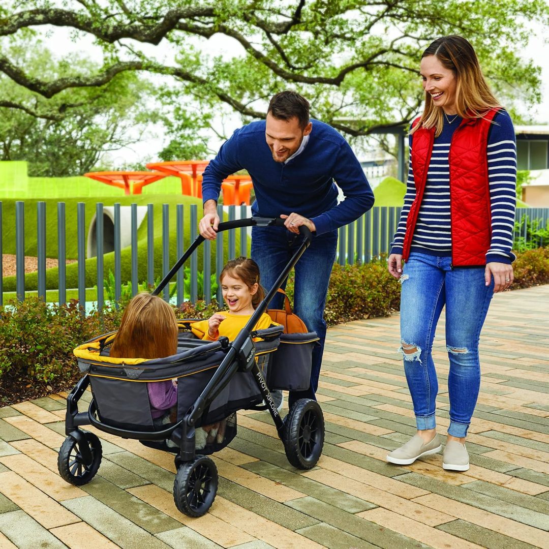 ZenVora 2-in-1 All-Terrain Baby Stroller Wagon with Canopy and Storage - Gray