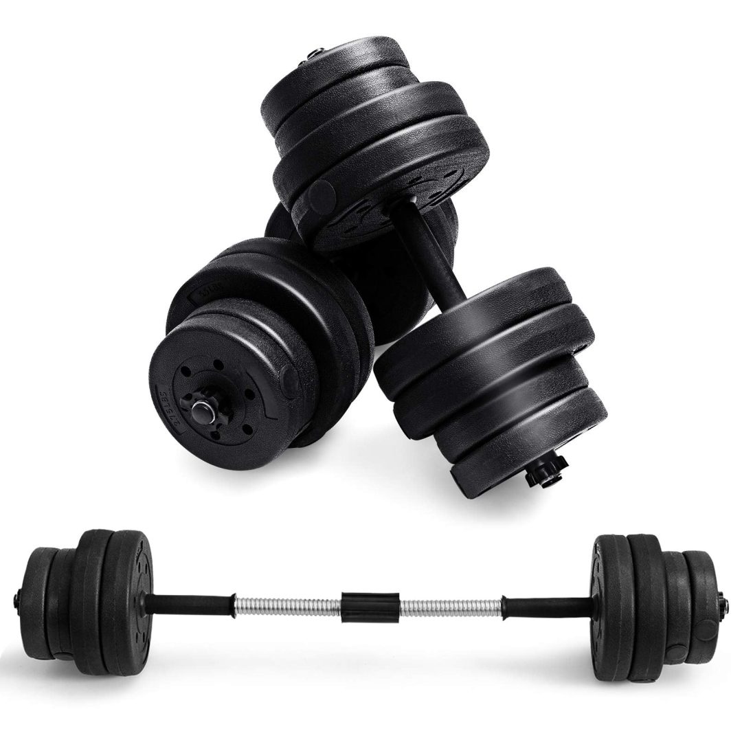 ZenVora Adjustable Dumbbell Pair – 66LBS Total Weight Set with Barbell