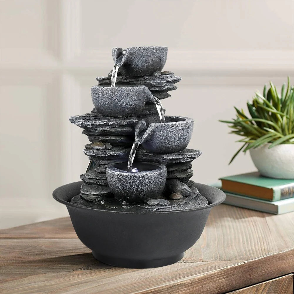 ZenVora 4-Tier Indoor Water Fountain, Relaxing Waterfall Feature for Home, Living Room and Bedroom Decor